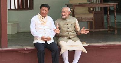 Narenda Modi and China’s President Xi Jinping in Gujarat in 2014. Credit: PTI