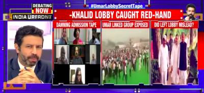 A screengrab of the show on Times Now which aired a live chat, claiming it was a secret admission of Umar Khalid's 'terror links'.