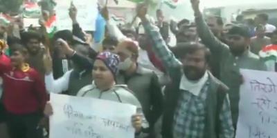 A screengrab of the protest at Singhu. 
