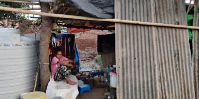 Poonam's daughter lives with her in her Jhuggi, Khori Gaon. Photo : Naomi Barton