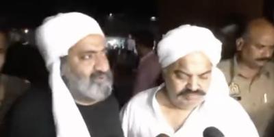 Atiq and Ashraf Ahmed moments before they were killed. Photo: Screengrab from video