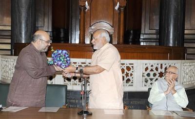 Prime Minister Narendra Modi with Union home minister Amit Shah. Photo: PMO