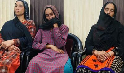 File image of the mothers of the three men killed in the Shopian encounter. Photo: Special arrangement