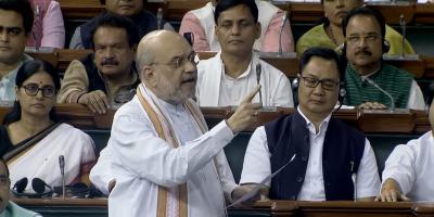 Amit Shah, home minister, in parliament. Photo: Sansad TV/Screenshot from YouTube.