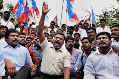 VCK chief Thirumavalavan with supporters. Credit: Twitter